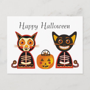 Fröhliches Halloween im Vintage-Stil Postkarte