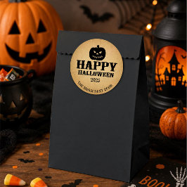 Fröhliches Halloween-Jack-O-Lantern Brown Paper Runder Aufkleber
