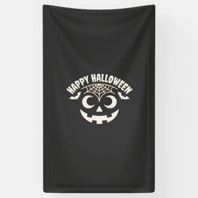 Fröhliches Halloween Jack-O-Lantern-Gesicht Design Banner (Vertikal)