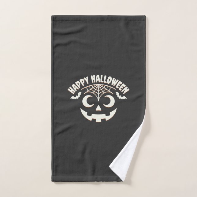 Fröhliches Halloween Jack-O-Lantern-Gesicht Design Handtuch (Handtuch)