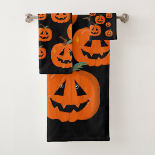 Fröhliches Halloween Jack O Lantern Illustrative K Badhandtuch Set