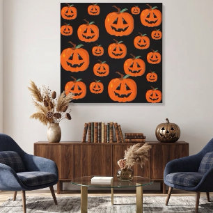 Fröhliches Halloween Jack O Lantern Illustrative K Leinwanddruck