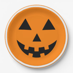 Fröhliches Halloween Jack'o Lantern Kürbisgesicht Pappteller