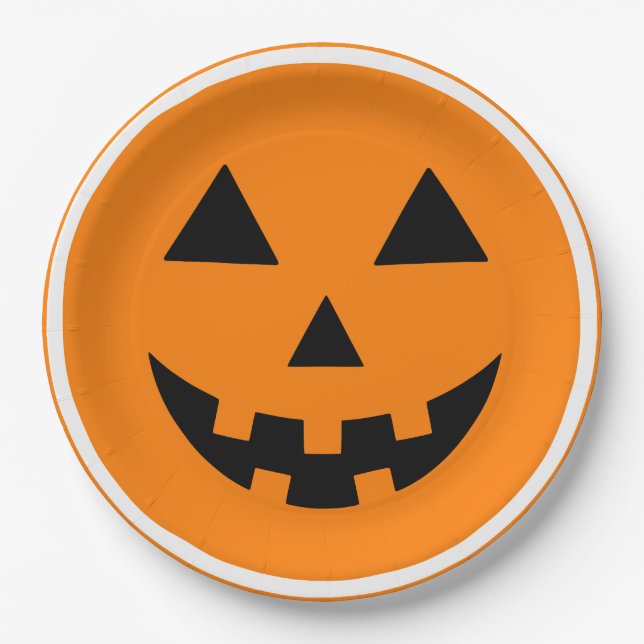 Fröhliches Halloween Jack'o Lantern Kürbisgesicht Pappteller (Vorderseite)