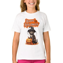 Fröhliches Halloween-Katz-Shirt – Süßes schwarzes 