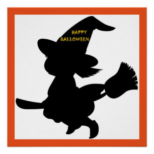 "FRÖHLICHES HALLOWEEN" KLEINE HEXE POSTER