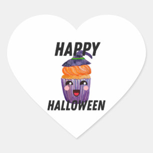 Fröhliches Halloween-Kostüm Halloween-Cupcake Herz-Aufkleber