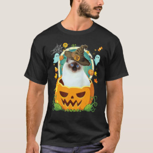 Fröhliches Halloween Kürbis Birma Katze Hexe Süße T-Shirt