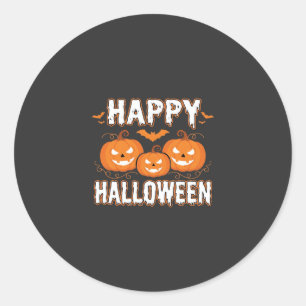 Fröhliches Halloween-Kürbis-Fledermaus-Vektor Runder Aufkleber