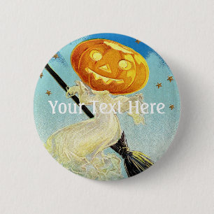 Fröhliches Halloween Kürbis Hexe Button