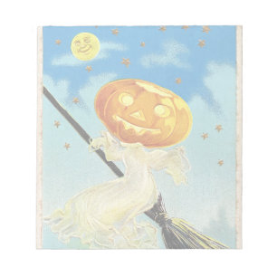 Fröhliches Halloween Kürbis Hexe Notizblock