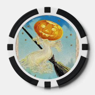 Fröhliches Halloween Kürbis Hexe Pokerchips