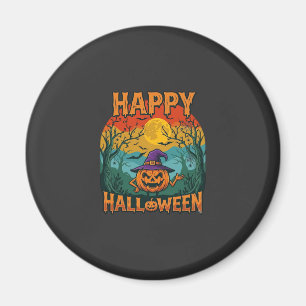 Fröhliches Halloween Kürbis Hexenhut Vollmond Fled Magnet