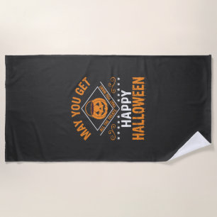 Fröhliches Halloween-Kürbis-Leckereien Vektor-Desi Strandtuch