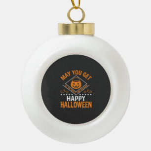 Fröhliches Halloween-Kürbis-Leckereien-Vektordesig Keramik Kugel-Ornament
