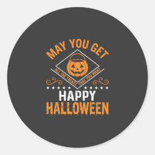 Fröhliches Halloween-Kürbis-Leckereien-Vektordesig Runder Aufkleber