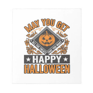 Fröhliches Halloween Kürbis Leckerlis Vintage Notizblock