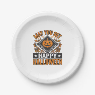 Fröhliches Halloween Kürbis Leckerlis Vintage Pappteller