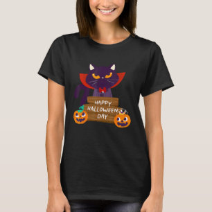 Fröhliches Halloween Kürbis Lustiges Süßes Katzen- T-Shirt
