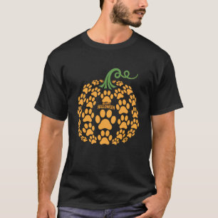Fröhliches Halloween Kürbis Pfote Hundeliebhaber D T-Shirt
