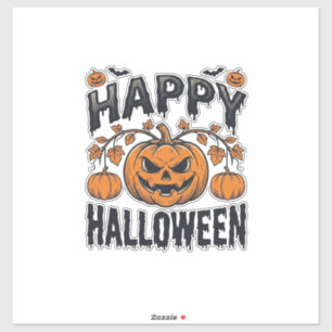 Fröhliches Halloween Kürbis Vintage Gravur Design_ Aufkleber