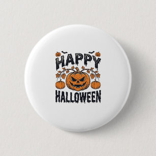 Fröhliches Halloween Kürbis Vintage Gravur Design_ Button