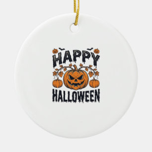 Fröhliches Halloween Kürbis Vintage Gravur Design_ Keramik Ornament
