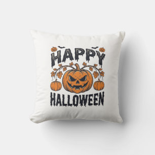 Fröhliches Halloween Kürbis Vintage Gravur Design_ Kissen