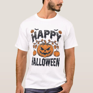 Fröhliches Halloween Kürbis Vintage Gravur Design_ T-Shirt