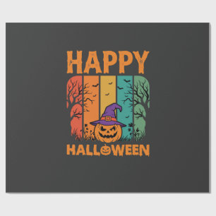 Fröhliches Halloween Kürbis Vintage Vektor Geschenkpapier