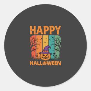 Fröhliches Halloween Kürbis Vintage Vektor Runder Aufkleber