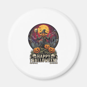 Fröhliches Halloween Kürbis Zauberer Friedhof Voll Magnet