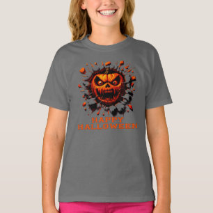 Fröhliches Halloween Kürbis Zerstört Durch T-Shirt