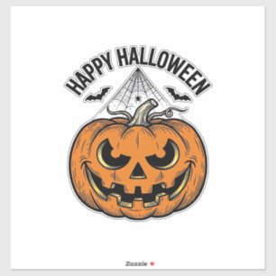 Fröhliches Halloween-Kürbisgesicht Vintage-Vektord Aufkleber