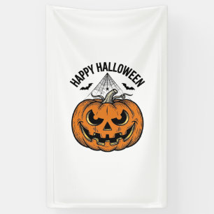 Fröhliches Halloween-Kürbisgesicht Vintage-Vektord Banner