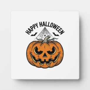 Fröhliches Halloween-Kürbisgesicht Vintage-Vektord Fotoplatte