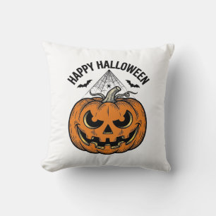 Fröhliches Halloween-Kürbisgesicht Vintage-Vektord Kissen