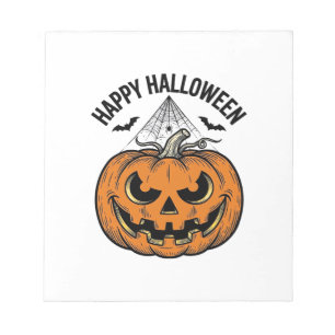 Fröhliches Halloween-Kürbisgesicht Vintage-Vektord Notizblock