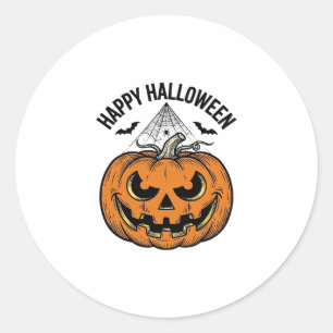 Fröhliches Halloween-Kürbisgesicht Vintage-Vektord Runder Aufkleber