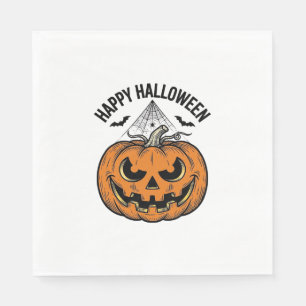 Fröhliches Halloween-Kürbisgesicht Vintage-Vektord Serviette