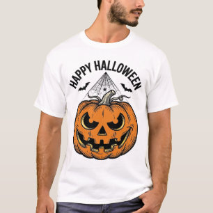Fröhliches Halloween-Kürbisgesicht Vintage-Vektord T-Shirt