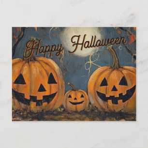 Fröhliches Halloween Kürbisglühen Postkarte