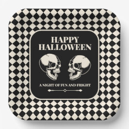 Fröhliches Halloween Lachende Totenköpfe Papierpla Pappteller