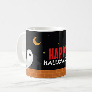 Fröhliches Halloween lustige Cartoon-Geisterstadt Kaffeetasse
