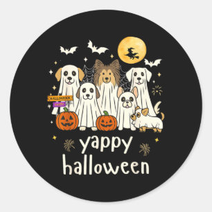 Fröhliches Halloween Lustiger Hund Geister Hallowe Runder Aufkleber
