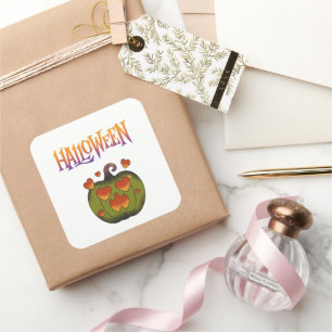 Fröhliches Halloween lustiger Kürbis Quadratischer Aufkleber