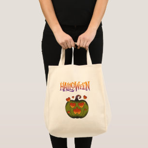 Fröhliches Halloween lustiger Kürbis Tragetasche