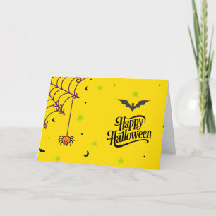 Fröhliches Halloween mit Black Bat und Spinnennetz Karte