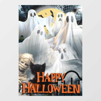 Fröhliches Halloween mit Geistern, Mumie und schwa Fensteraufkleber