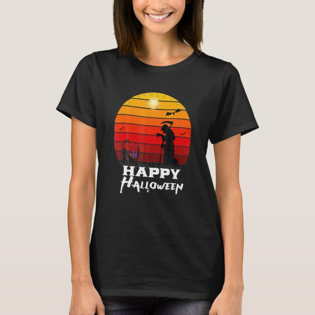 Fröhliches Halloween mit Katze T-Shirt (Vorderseite)